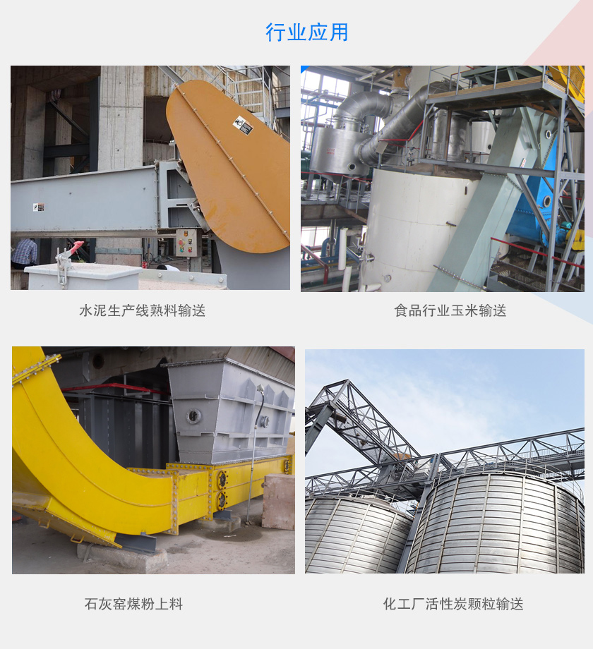 可以水平、傾斜或垂直布置，主要用于水泥、食品、化工、煤炭等行業