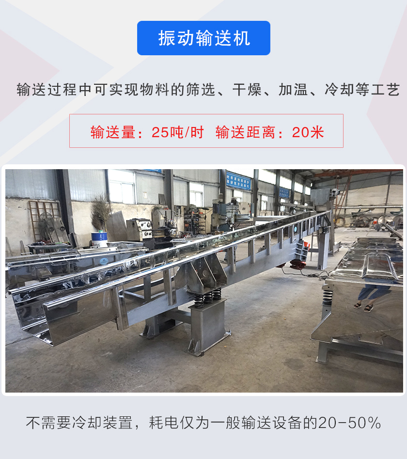 輸送過程中可實現物料的篩選、干燥、加溫、冷卻等工藝
